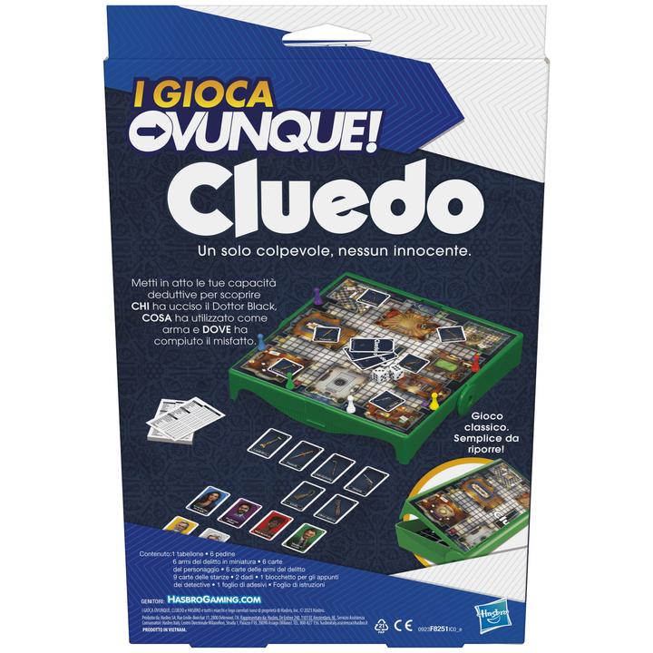 Actual product image Hasbro Cluedo Compact, portable game for 3-6 players, travelling game for children, fun anywhere (Italian)