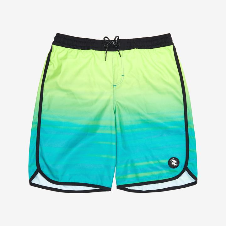 Olaian Boardshorts Surfen Jungen 500 Offshore grün/blau (12, 13, 14)