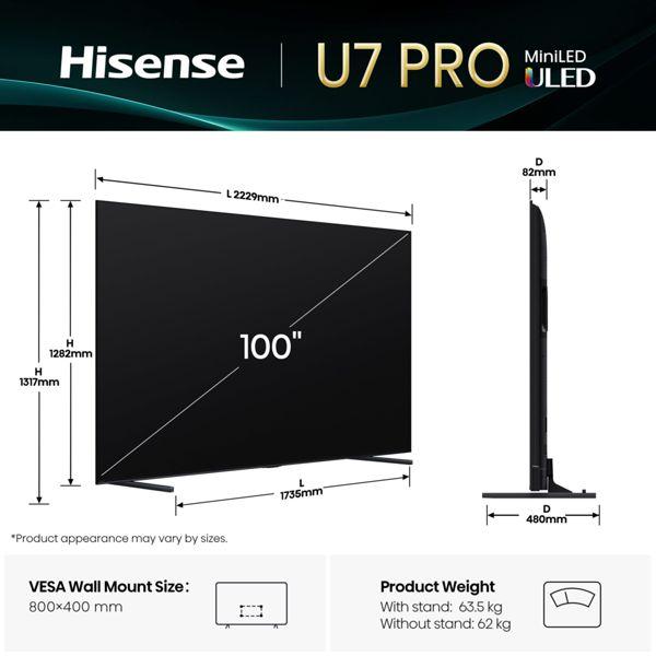 Image du produit Hisense TV 100U7Q PRO 100" Mini-LED 4K, 165Hz, 2'000 Nits (100", U7Q Pro, LED, 4K, 2025)