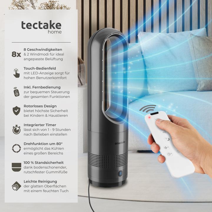 Actual product image tectake Tower Fan Polar, 80° oscillation, incl. timer (55 dB)