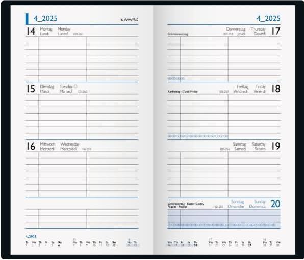 Actual product image Pocket agenda 2025 075661905 1W/2S black ML 9x15cm (German)