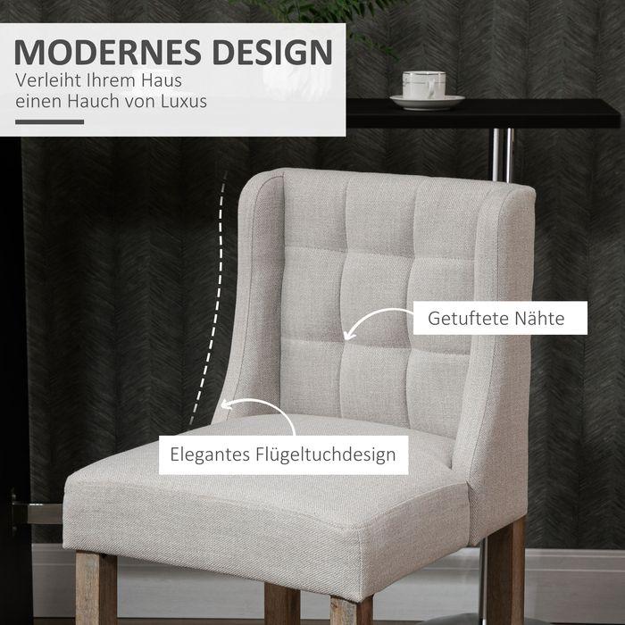 Produktbild Swisshandel24 Barhocker-Set, 2-teilig, niedrige Rückenlehne, Leinen-Touch Gummiholz Beige 47 x 50 x 101 cm