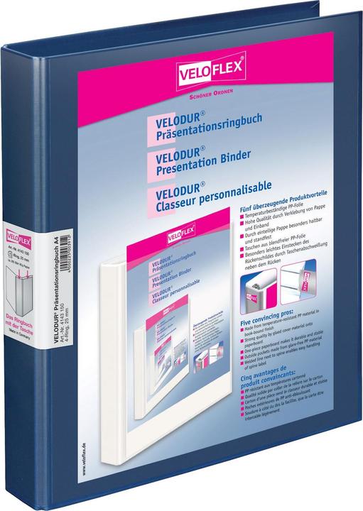 Actual product image Veloflex Presentation ring binder 4D-mechanism VELODUR, A4, cardboard PP (A4, 40 mm, 1 Piece)