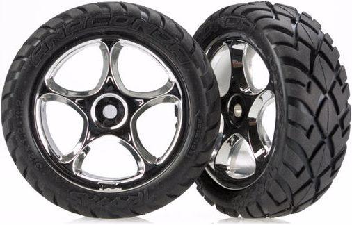 Actual product image Traxxas Tires / rims set Tracer 2.2 chrome Anaconda 2.2 front Bandit