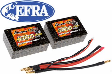 Produktbild Gens Ace Lipo Pack 5100mAh 7,4V 25C, 2x 1S3P Saddle Pack 12 (EFRA approved) (7.40 V, 5100 mAh)
