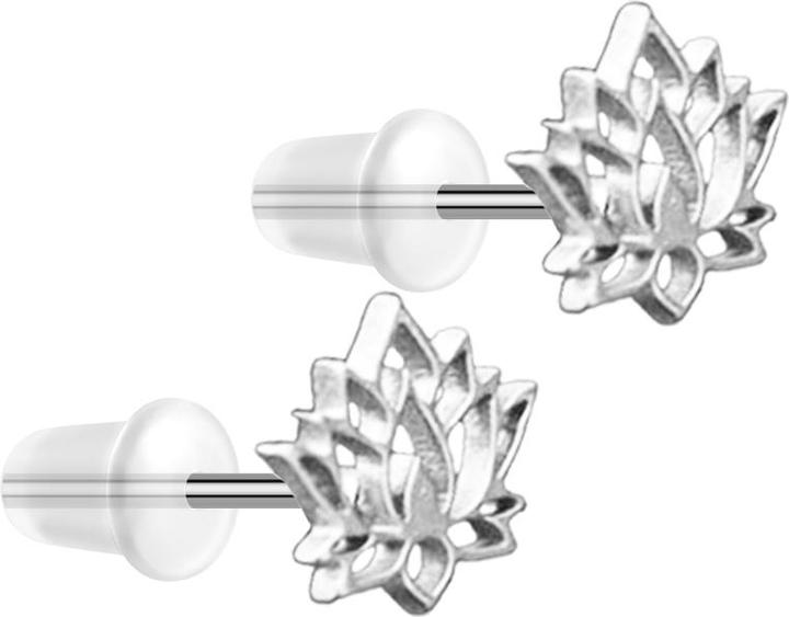 Star Piercing Ohrstecker silber Lotusblume (ohne Messing, Chirurgenstahl 316L)