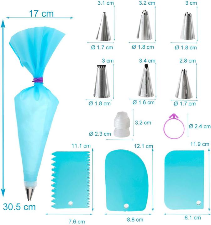 Produktbild Intirilife Spritzbeutel mit Edelstahl Tüllen (15-teiliges Set) (Spritzbeutel Set)