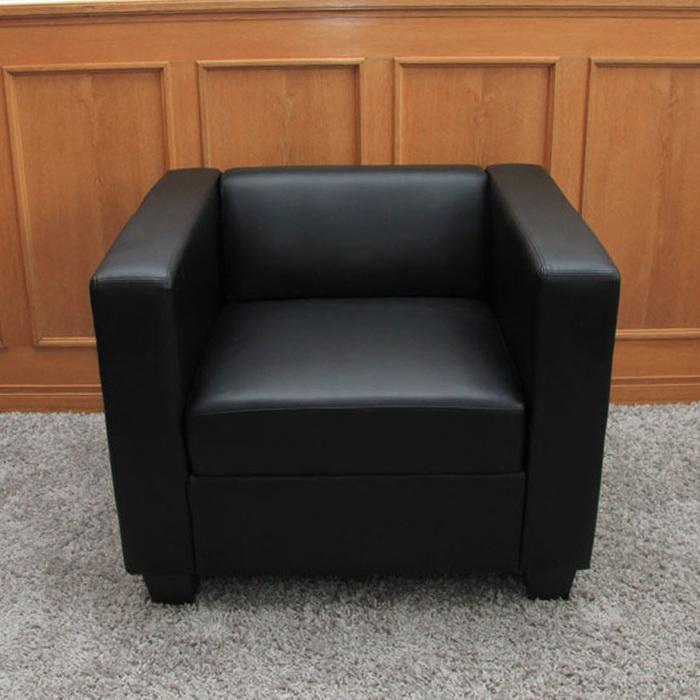Produktbild Swisshandel24 3-1-1 Sofagarnitur Couchgarnitur Loungesofa Lille Leder - schwarz (3-Sitzer)