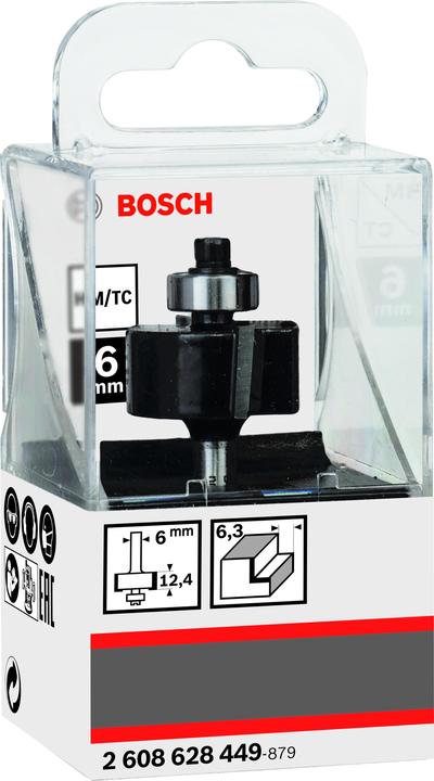 Bosch Professional Zubehör Falzfräser, 6 mm, D1 25,4 mm, L 12,4 mm, G 54 mm