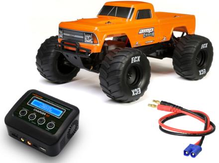 Actual product image ECX Amp Crush Electric Brushed Monster Truck 2WD 1:10 RTR orange Combo (RTR Ready-to-Run)