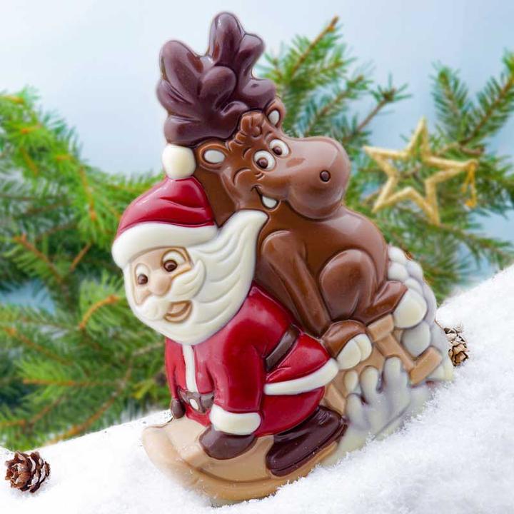 Produktbild miniSchoggi Schokoladenform Weihnachtsmann mit Elch