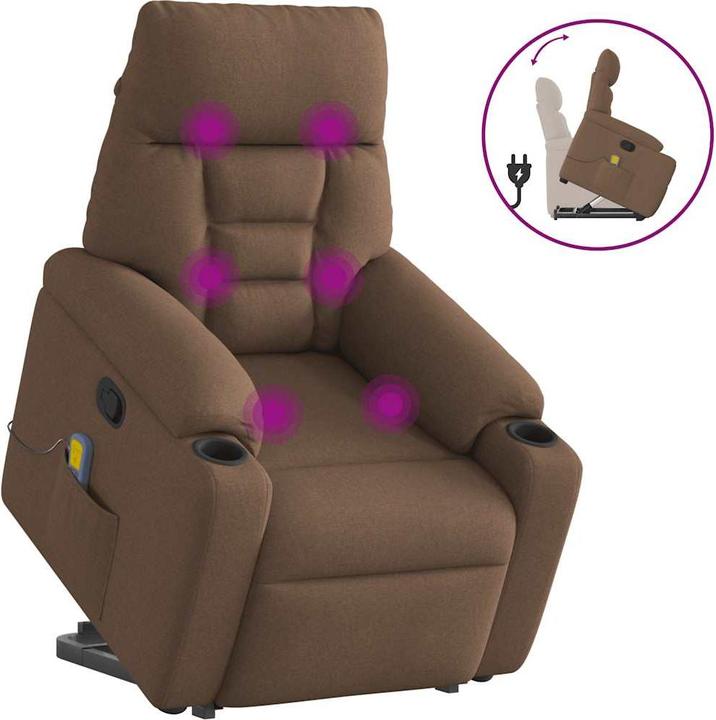 Immagine prodotto VidaXL Poltrona massaggiante con ausilio stand-up in tessuto marrone
