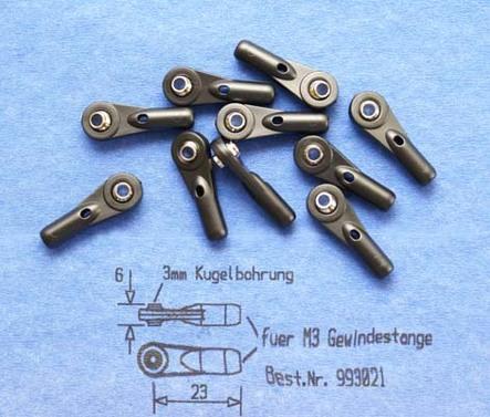 Produktbild Kugelgelenke 6 mm Kugel M3/3 mm rund (10)