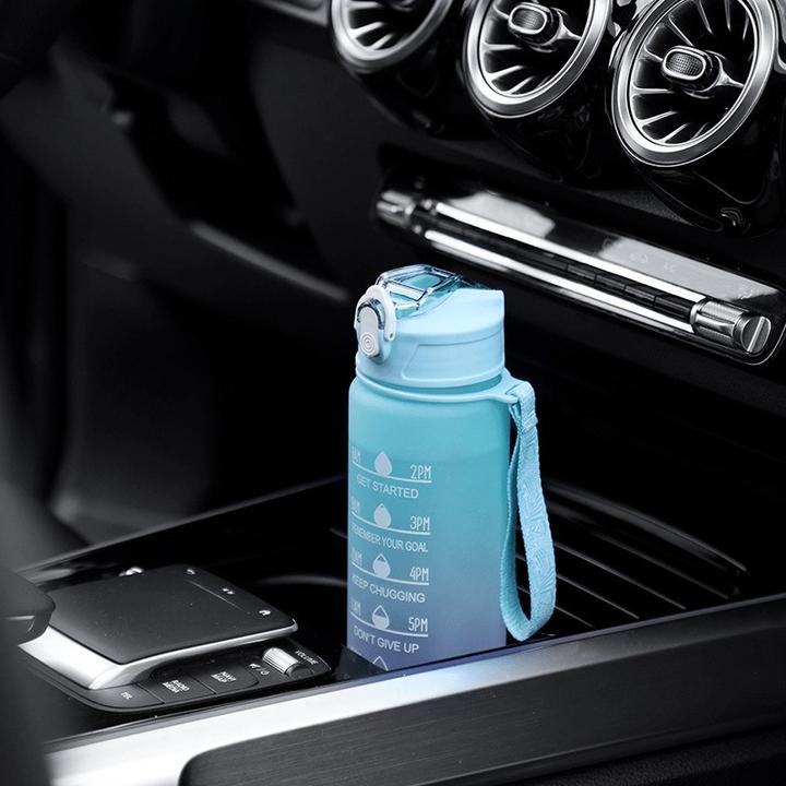 Produktbild ASMI Trinkflasche mit Strohhalm und Zeitmarkierung 650 ml - FLASCHE IST FALSCH BEDRUCKT (900ML)