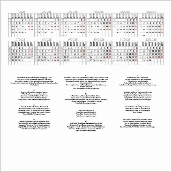 Valeurs nutritives et ingrédients Merveilles du monde 2025 (30 x 30 cm, Couverture rigide, Allemand)