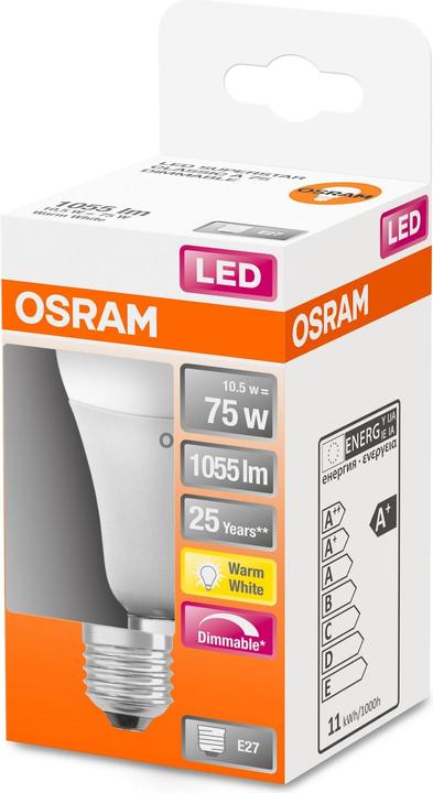 Actual product image Osram Superstar Classic A (E27, 75 W, 1055 lm, 1 x, F)