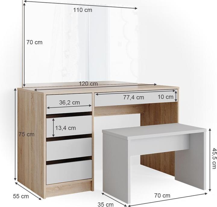 Produktbild Vicco Sherry mit Hocker (120 x 75 x 55 cm)