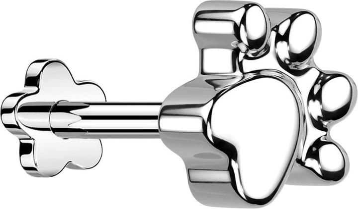 Star Piercing Micro Threadless Labret Blume silber Pfote (ohne Messing, Titan G23)