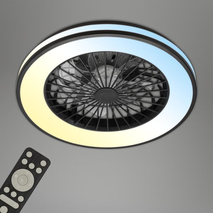 Actual product image Briloner CCT ceiling light with fan, black (5300 lm)