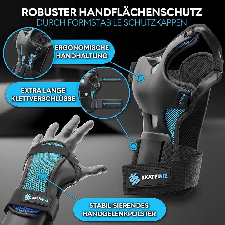 Produktbild Skatewiz 6-teiliges Skate Protektoren-Set für Jugendliche & Erwachsene (M, Knieschoner, Ellbogenschoner, Handgelenkschoner, 6 Stück)