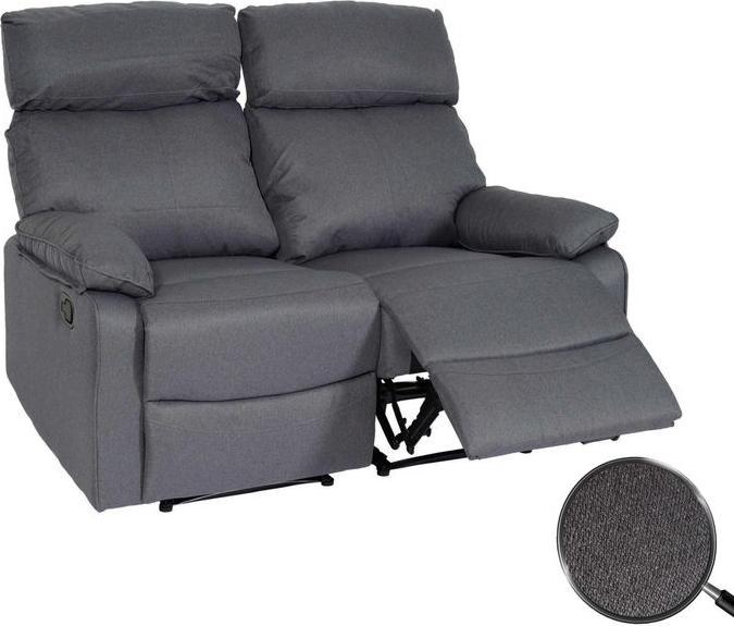 Produktbild Mendler 2er Kinosessel HWC-L93, Liegefunktion Stoff/Textil - dunkelgrau
