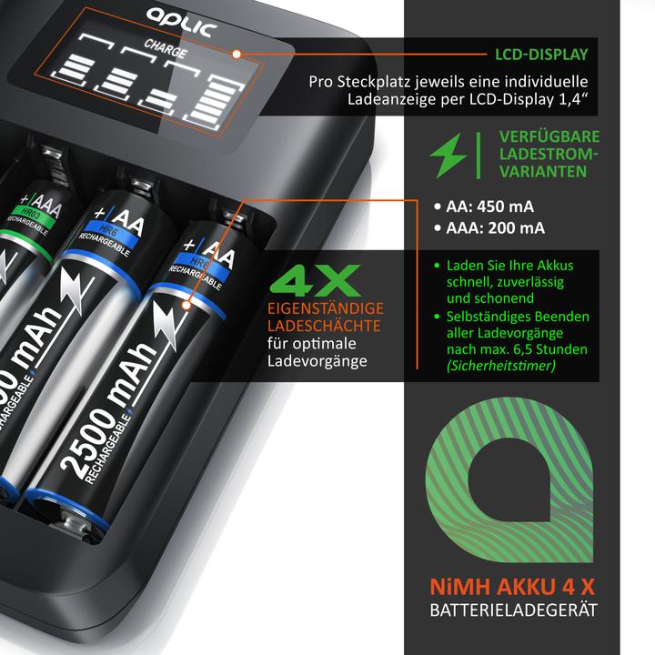Image du produit Aplic Chargeur de batterie à 4 baies (Chargeurs sans batterie)
