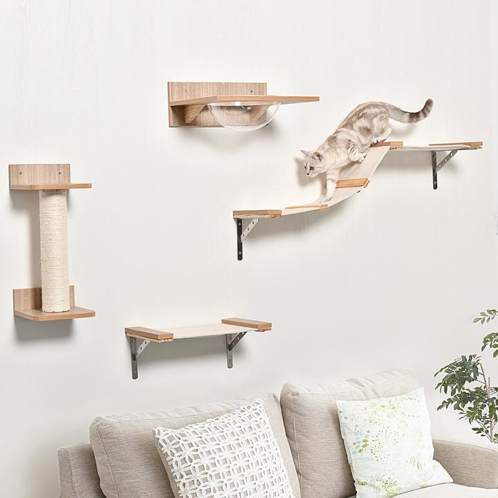 Immagine prodotto PawHut Parete di arrampicata per gatti (17.50 cm, Marrone chiaro)