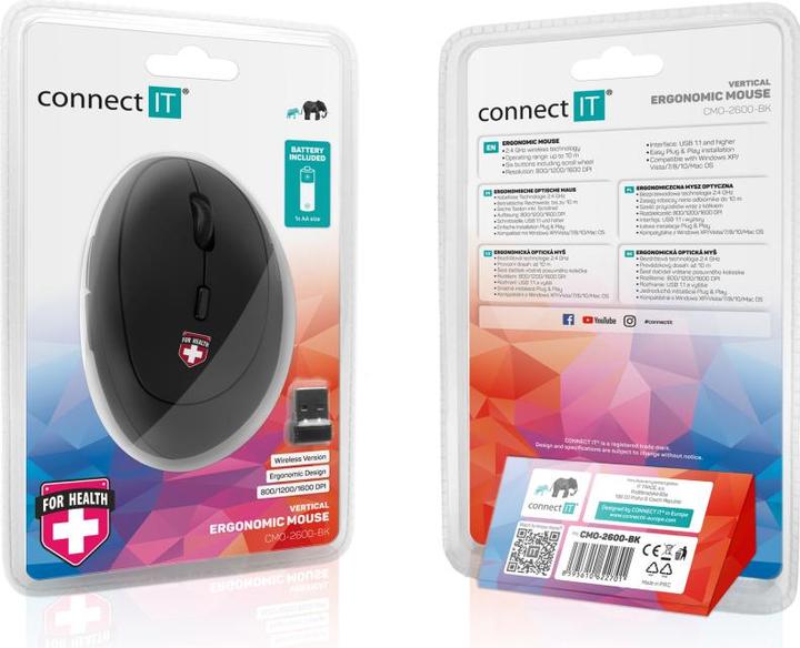 Produktbild Connect IT FOR HEALTH Moterys (CMO-2600-BK) (Kabellos)