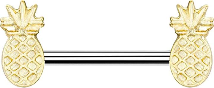 Star Piercing Barbell silber mit Ananas (Chirurgenstahl 316L, Messing)