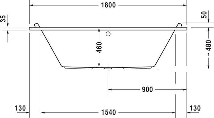 Actual product image Duravit Rectangular bathtub STARCK 2 back slopes 1800x900mm white (287 l, 180 cm, 90 cm)