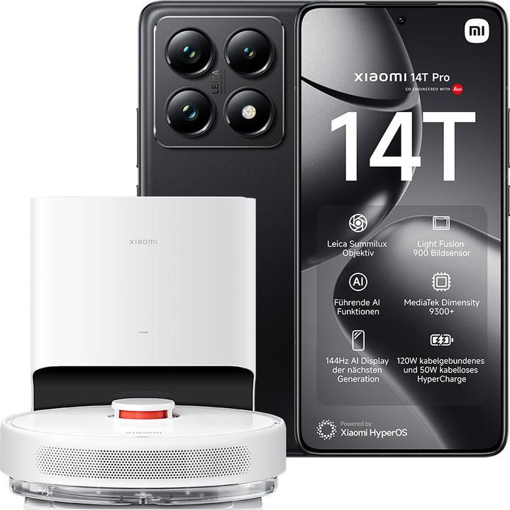 Actual product image Xiaomi 14T Pro + Robot Vacuum X10 Launch Bundle (512 GB, Titan Black, 6.67", Dual SIM, 50 Mpx, 5G)