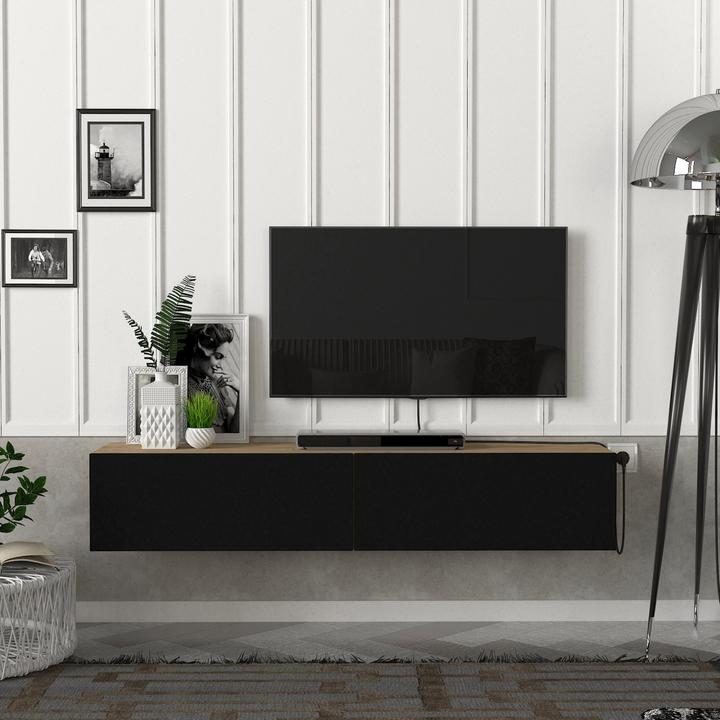 Image du produit En.Casa Meuble TV Toivakka 135x31x25cm aspect chêne / noir