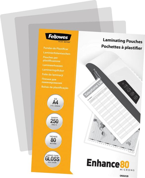 Actual product image Fellowes Enhance 80 (A4, 250 Piece, 80 µm)