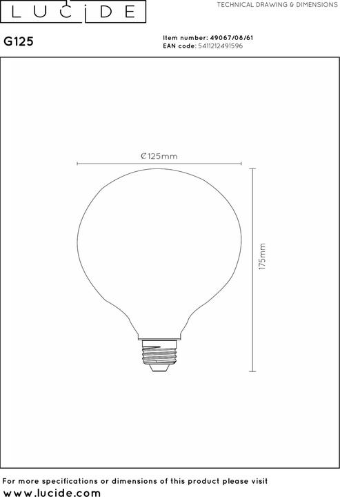 Actual product image Lucide E27 (E27, 8 W, 1080 lm, 1 x, D)