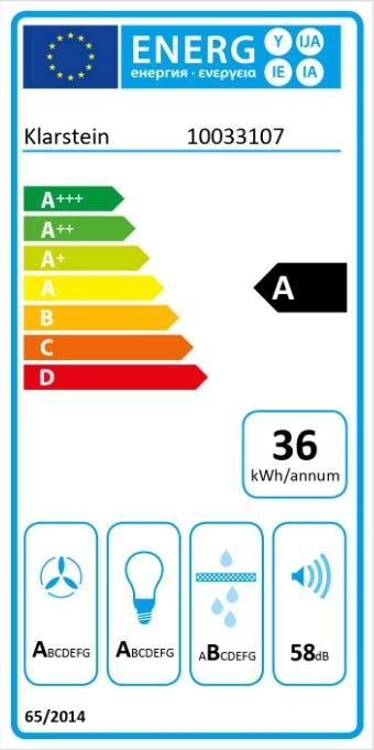 Energy Label Klarstein Chandelier L Island Hood White (Substructure hood)