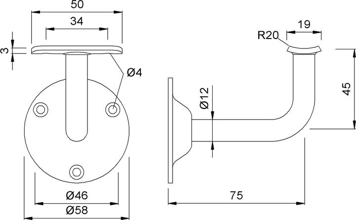 Actual product image Kws Handrail supports 4525 (Steel)