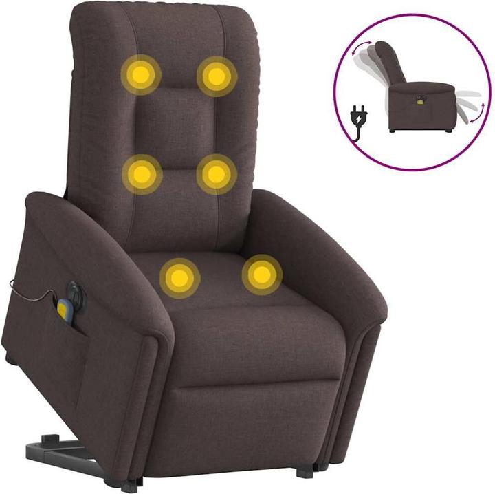 Produktbild VidaXL Elektrischer Massagesessel mit Aufstehhilfe Dunkelbraun Stoff