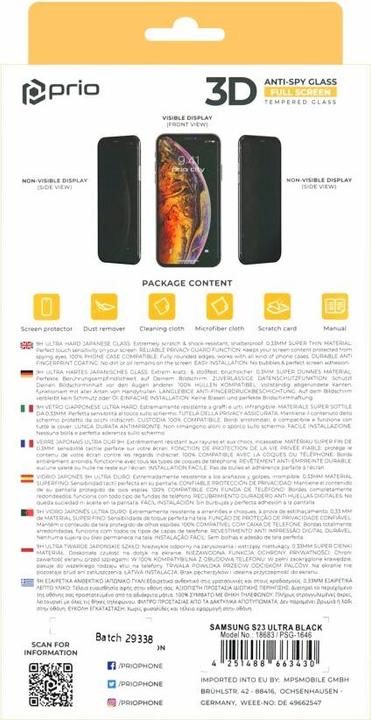 Immagine prodotto prio Protezione dello schermo in vetro privacy (1 Pezzo/i, Samsung Galaxy S21)