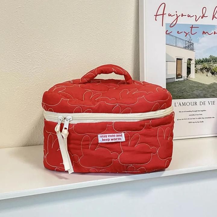 Image du produit Only-Bags.Store Sac cosmétique en coton matelassé à rabat Etuis de maquillage Pochette d'organisation de voyage