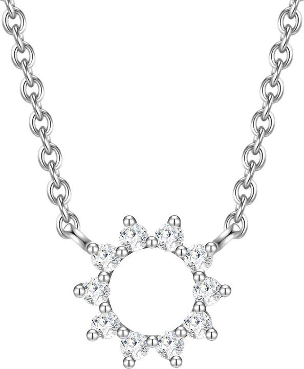 Immagine prodotto Glanzstücke München Catena da donna a fiore/cerchio in argento 925 con zirconia cubica 40,0 cm di base + 5,5 cm di (Argento, 40 - 45 cm)