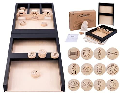 Productafbeelding Longfield Games Houten sjoelbak Dieren voor kinderen, 80 cm (Duits, Frans, Italiaans, Engels)