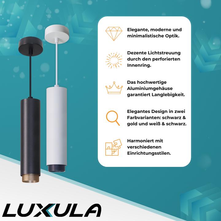 Actual product image Luxula LED pendant light, black/gold, 1-bulb (GU10)