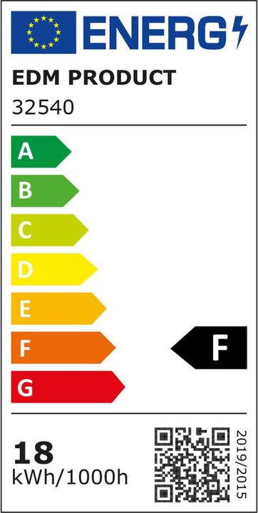 Energy Label EDM LED-Deckenleuchte 32540 F 18 W 1820 Lm kreisförmig Oberfläche (6400 K) (1820 lm)