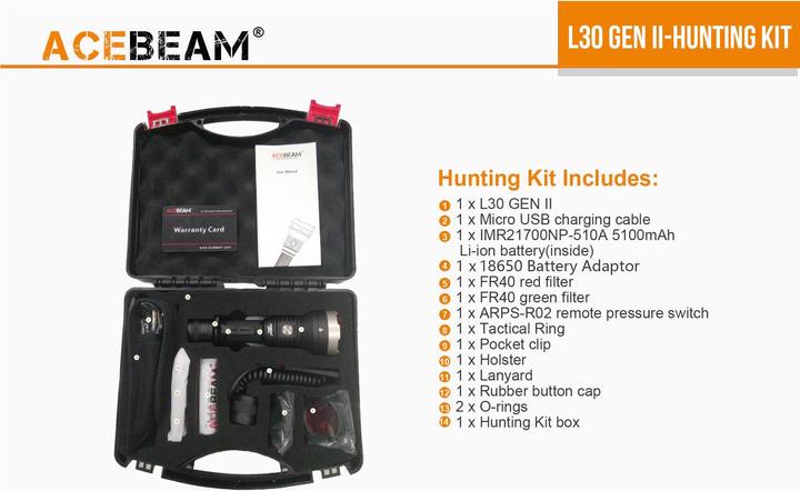 Produktbild AceBeam L30 II LED Taschenlampe Jagdset (16.20 cm, 4000 lm)
