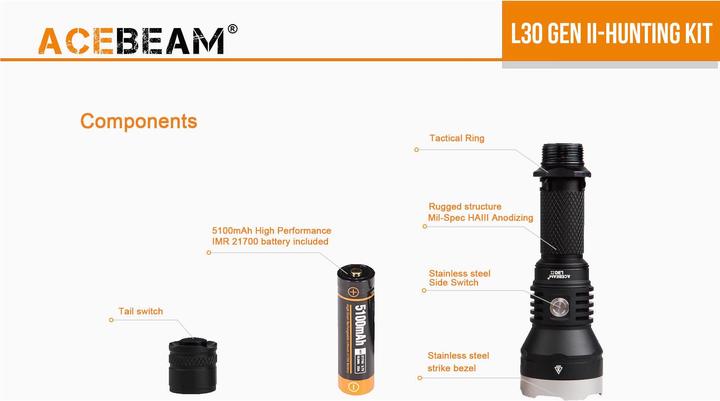 Produktbild AceBeam L30 II LED Taschenlampe Jagdset (16.20 cm, 4000 lm)