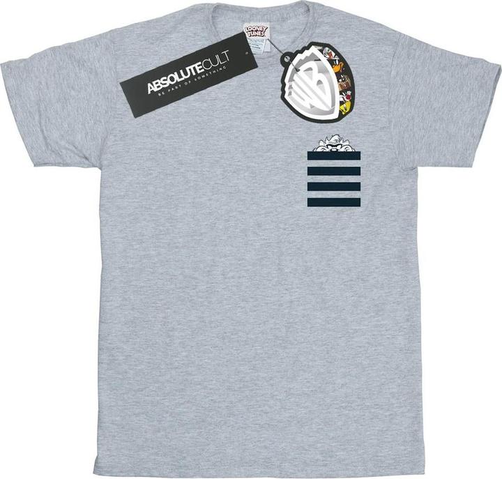Looney Tunes Taz Stripes Faux Pocket TShirt (S)