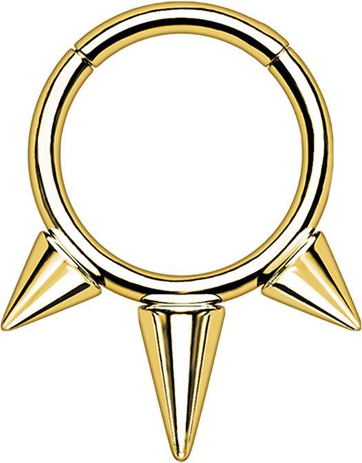 Produktbild Star Piercing Micro Segmentring klappbar vergoldet drei Cones (Titan G23, ohne Messing)