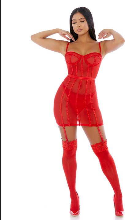 Actual product image Forplay Sheer Desires Mesh Chemise Set (L)