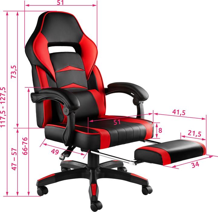 Produktbild tectake Racing Bürostuhl mit Fussstütze