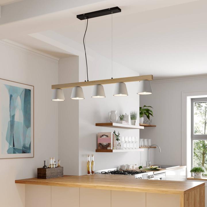 Produktbild Lucande Kalinda Pendelleuchte Grey/Oak (E14)